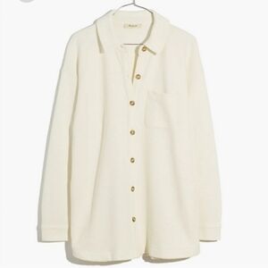 Madewell Textural Knit Shirt Jacket in White Size XS